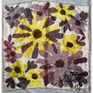 VERA Neumann Scarf ~ Signed ~ Flowers - Yellow / Purple